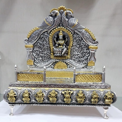 Divine looks pure silver asthalakshmi singhasan with gold foiling