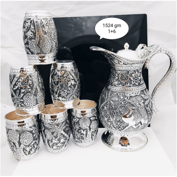 pure silver Royal jug glasses set with Stylish Car...