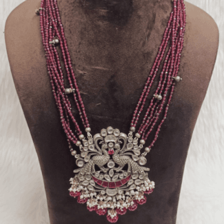 92.5% Pure Silver Gemstone Necklace-227040