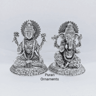 Pure silver laxmi ganesh idols in high finishing antique design.-202549
