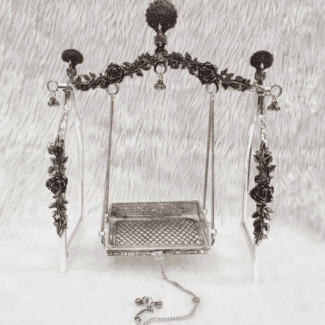 92.5% Pure Silver Sinhasan In Antique Design-226058