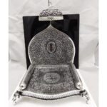 92.5 pure silver solid antique singhasan with gemstones po-141-05-140227