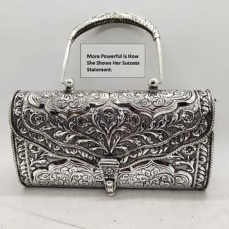 Puran pure hallmarked silver purse handbags in floral fine carving-153011