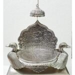 925 pure silver antique singhasan with ducks po-141-01-140164