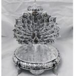 925 pure silver antique singhasan with dancing peacock po-141-04-140225