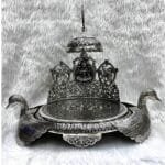 Pure silver gaj lakshmi singhasan on swan in antique-228084